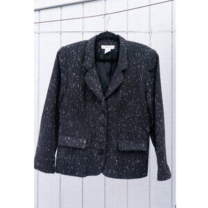 Chaus Black Tweed Blazer 14 Wool